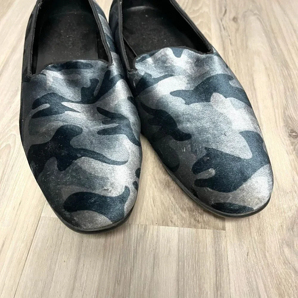 Aldo Loafers Men’s 10‎ Gray Camouflage Print Velvet Slip On